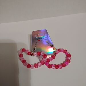 Handmade cute pretty multicolored heart shaped wire earrings